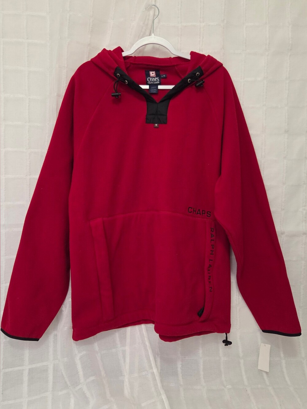 Chaps Ralph Lauren  Red Crewneck Fleece Pullover Hoodie  100%Polyester